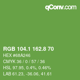 カラーコード: RGB 104.1 162.8 70 | qconv.com