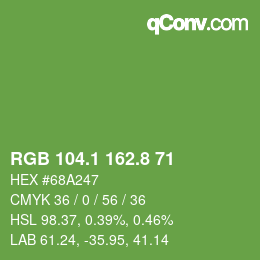 カラーコード: RGB 104.1 162.8 71 | qconv.com