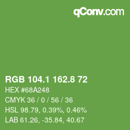 カラーコード: RGB 104.1 162.8 72 | qconv.com