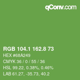 カラーコード: RGB 104.1 162.8 73 | qconv.com