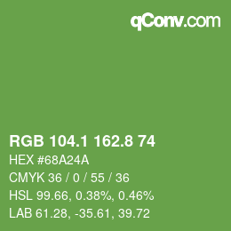 カラーコード: RGB 104.1 162.8 74 | qconv.com