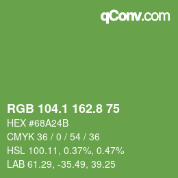 カラーコード: RGB 104.1 162.8 75 | qconv.com