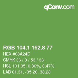 カラーコード: RGB 104.1 162.8 77 | qconv.com