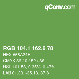 カラーコード: RGB 104.1 162.8 78 | qconv.com
