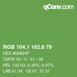 カラーコード: RGB 104.1 162.8 79 | qconv.com
