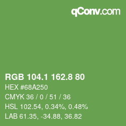 カラーコード: RGB 104.1 162.8 80 | qconv.com