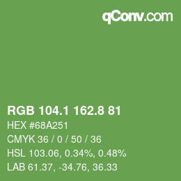 カラーコード: RGB 104.1 162.8 81 | qconv.com
