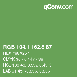 カラーコード: RGB 104.1 162.8 87 | qconv.com