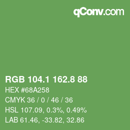 カラーコード: RGB 104.1 162.8 88 | qconv.com