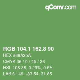 カラーコード: RGB 104.1 162.8 90 | qconv.com