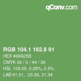 カラーコード: RGB 104.1 162.8 91 | qconv.com