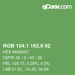 カラーコード: RGB 104.1 162.8 92 | qconv.com