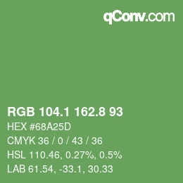 カラーコード: RGB 104.1 162.8 93 | qconv.com