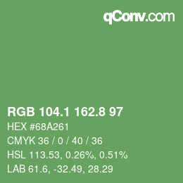 カラーコード: RGB 104.1 162.8 97 | qconv.com