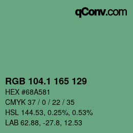 カラーコード: RGB 104.1 165 129 | qconv.com
