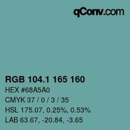 カラーコード: RGB 104.1 165 160 | qconv.com