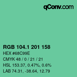 カラーコード: RGB 104.1 201 158 | qconv.com