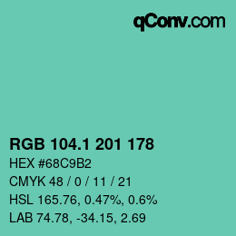 カラーコード: RGB 104.1 201 178 | qconv.com