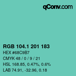 カラーコード: RGB 104.1 201 183 | qconv.com