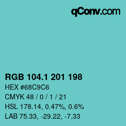 Color code: RGB 104.1 201 198 | qconv.com