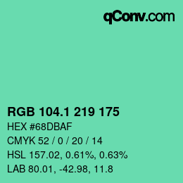 カラーコード: RGB 104.1 219 175 | qconv.com