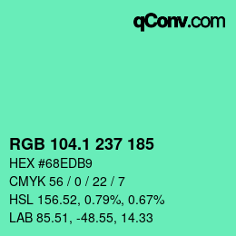 カラーコード: RGB 104.1 237 185 | qconv.com