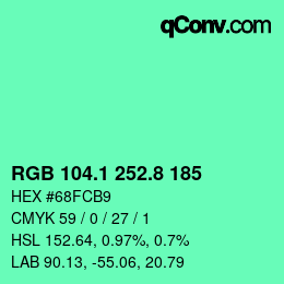 カラーコード: RGB 104.1 252.8 185 | qconv.com