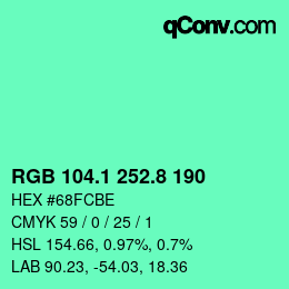 カラーコード: RGB 104.1 252.8 190 | qconv.com