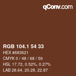カラーコード: RGB 104.1 54 33 | qconv.com