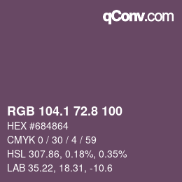 Color code: RGB 104.1 72.8 100 | qconv.com