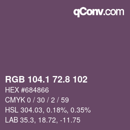 Código de color: RGB 104.1 72.8 102 | qconv.com