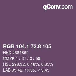 Color code: RGB 104.1 72.8 105 | qconv.com