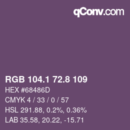 カラーコード: RGB 104.1 72.8 109 | qconv.com