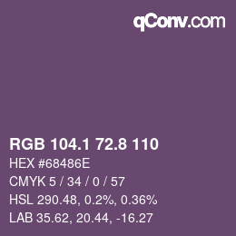 カラーコード: RGB 104.1 72.8 110 | qconv.com