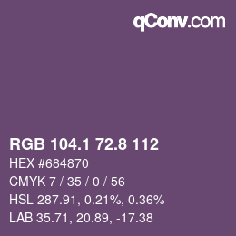 Color code: RGB 104.1 72.8 112 | qconv.com