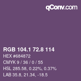 カラーコード: RGB 104.1 72.8 114 | qconv.com