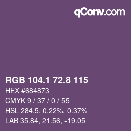 カラーコード: RGB 104.1 72.8 115 | qconv.com