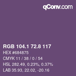 Color code: RGB 104.1 72.8 117 | qconv.com