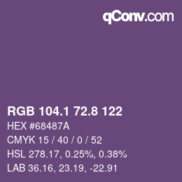 Farbcode: RGB 104.1 72.8 122 | qconv.com