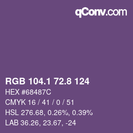 カラーコード: RGB 104.1 72.8 124 | qconv.com