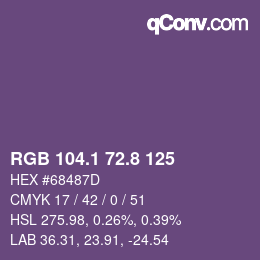 カラーコード: RGB 104.1 72.8 125 | qconv.com