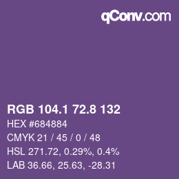 カラーコード: RGB 104.1 72.8 132 | qconv.com