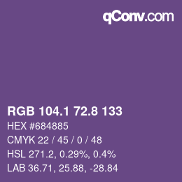 カラーコード: RGB 104.1 72.8 133 | qconv.com