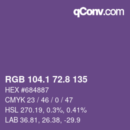 カラーコード: RGB 104.1 72.8 135 | qconv.com
