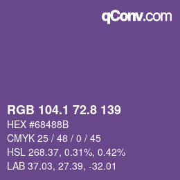 カラーコード: RGB 104.1 72.8 139 | qconv.com