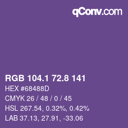カラーコード: RGB 104.1 72.8 141 | qconv.com