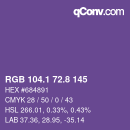 カラーコード: RGB 104.1 72.8 145 | qconv.com