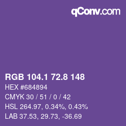 カラーコード: RGB 104.1 72.8 148 | qconv.com