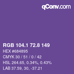 カラーコード: RGB 104.1 72.8 149 | qconv.com