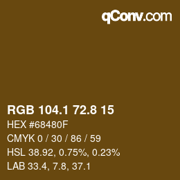 Color code: RGB 104.1 72.8 15 | qconv.com
